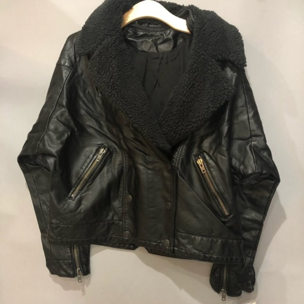🆕 Free People Halen Vegan Leather Moto Jacket - Picture 9 of 10